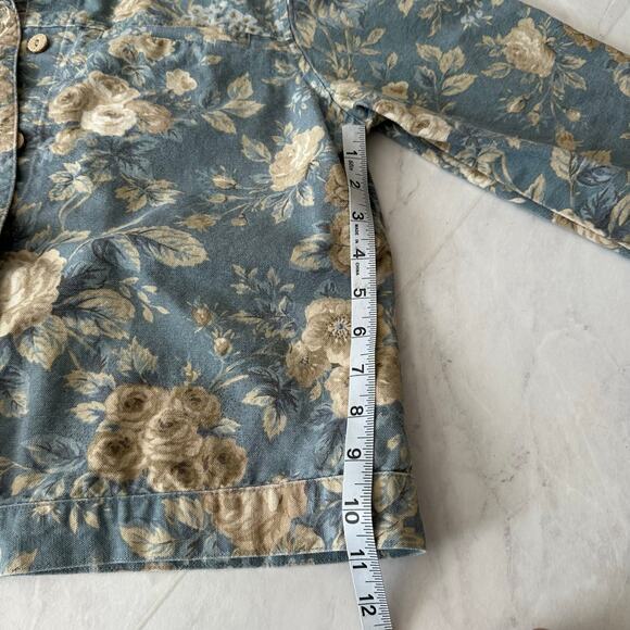 Vintage Coldwater Creek denim floral button up jacket women’s medium beige light - Picture 8 of 11